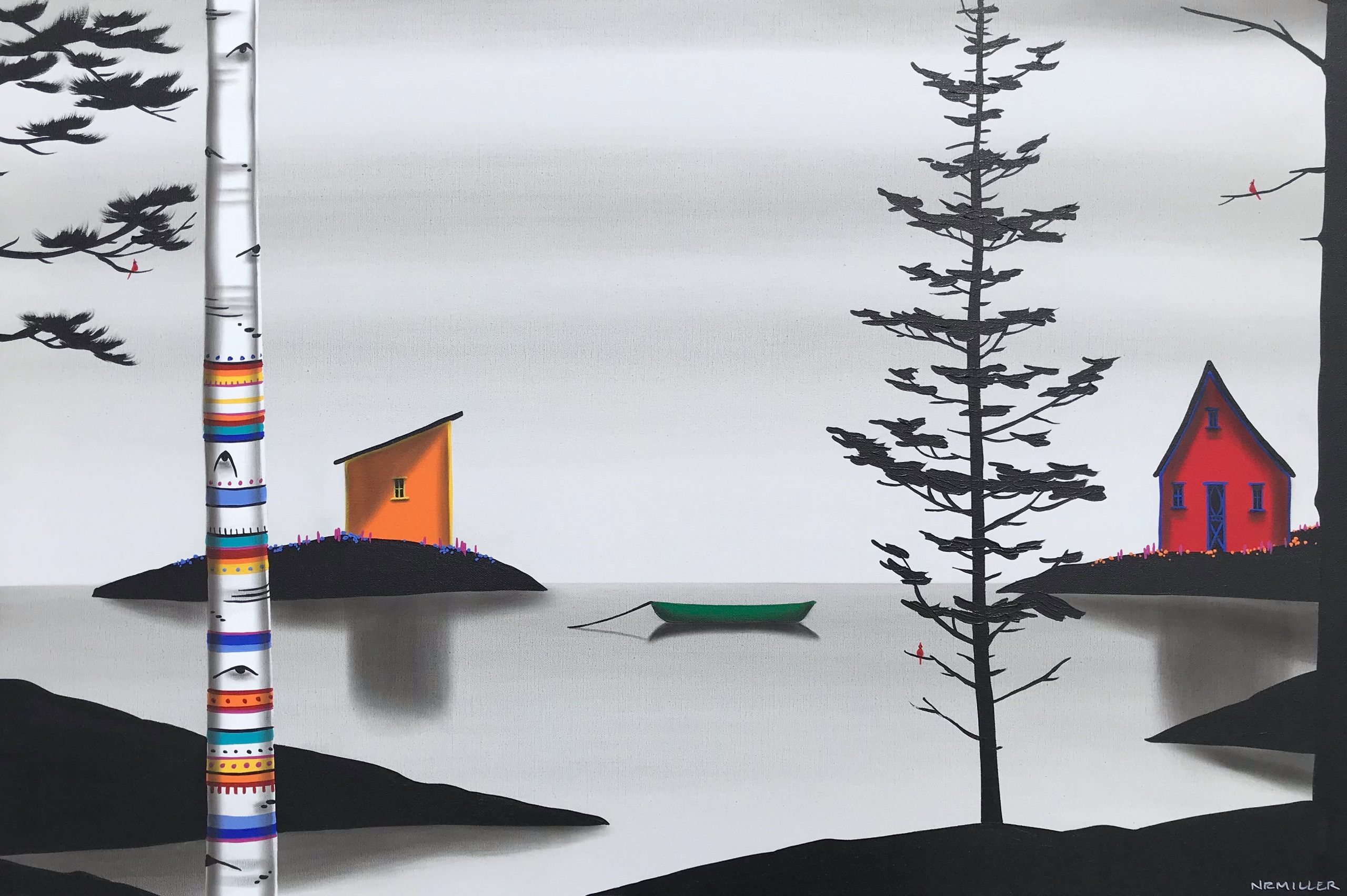 Checks all the Boxes, mixed media landscape painting by Natasha Miller | Effusion Art Gallery + Cast Glass Studio, Invermere BC