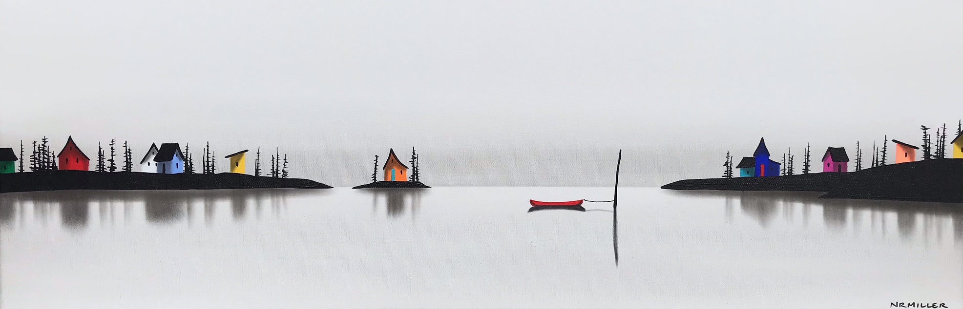 Ripple Effect, mixed media landscape painting by Natasha Miller | Effusion Art Gallery + Cast Glass Studio, Invermere BC