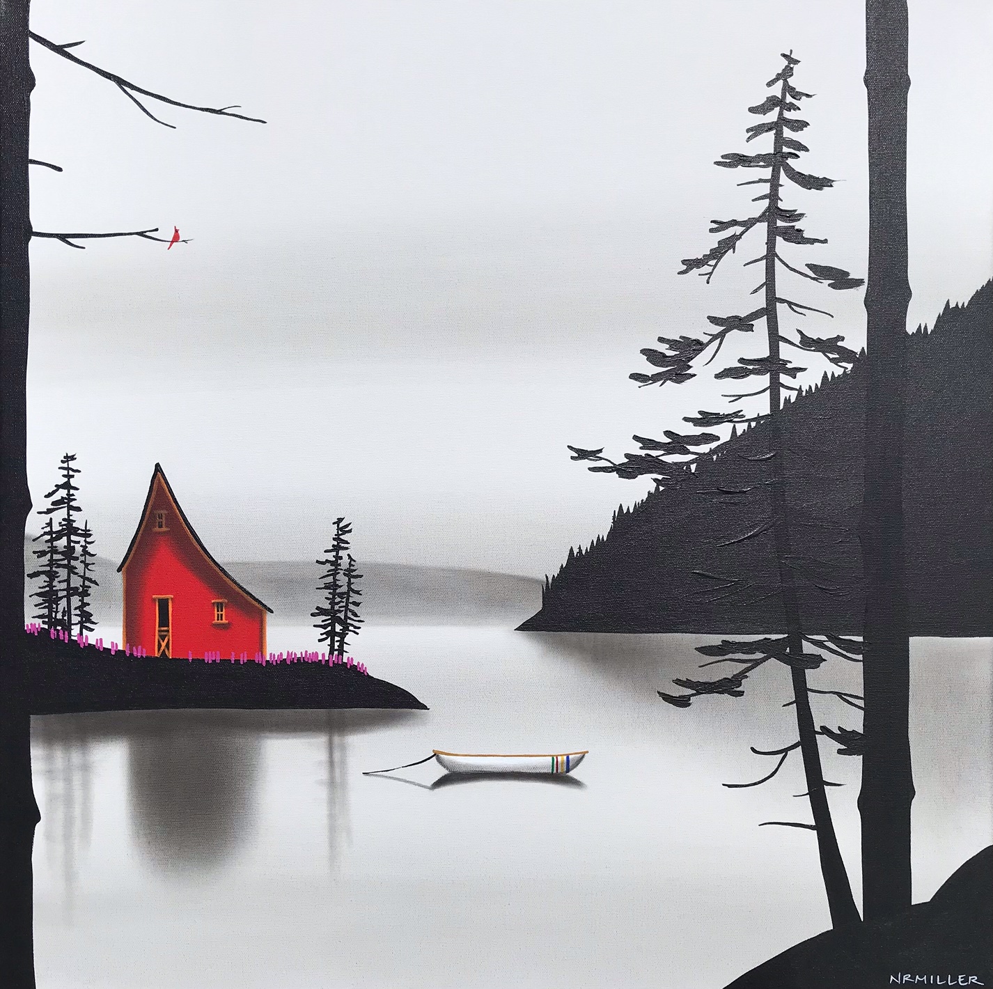 Soon Enough, mixed media landscape painting by Natasha Miller | Effusion Art Gallery + Cast Glass Studio, Invermere BC