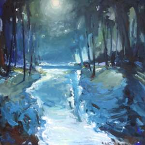 Moonlight, oil painting by Carol Finkbeiner Thomas | Effusion Art Gallery + Cast Glass Studio, Invermere BC