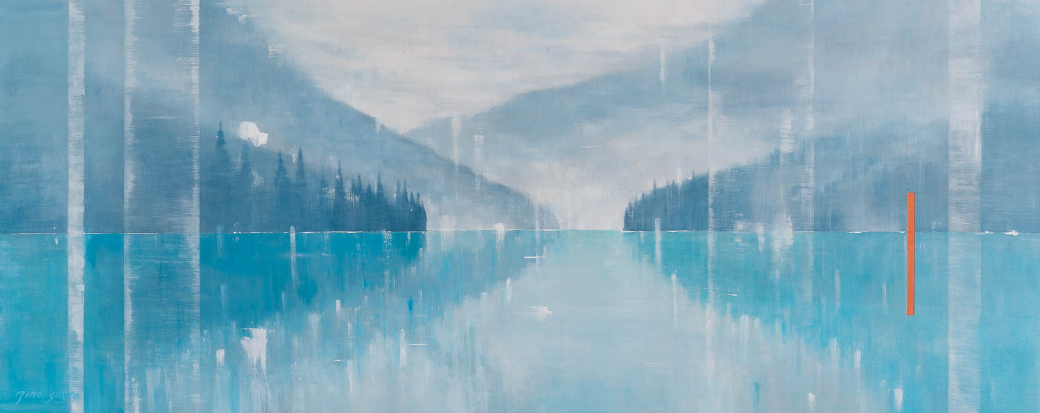 Feeling the Calm, abstract landscape painting by Gina Sarro | Effusion Art Gallery + Cast Glass Studio, Invermere BC