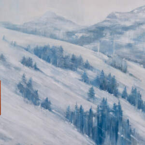Remembering Winter on the Slopes, abstract landscape painting by Gina Sarro | Effusion Art Gallery + Cast Glass Studio, Invermere BC