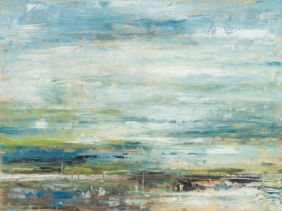 Spring Arrival, abstract landscape painting by Gina Sarro | Effusion Art Gallery + Cast Glass Studio, Invermere BC