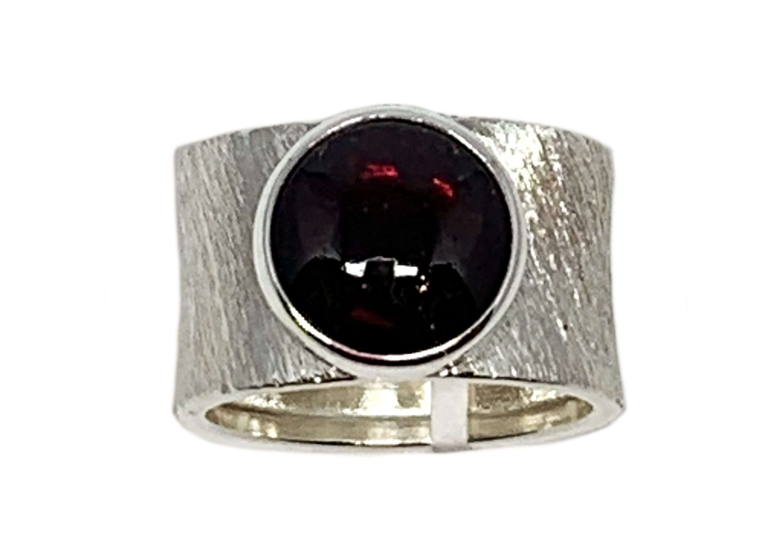 Handmade sterling silver and garnet ring by A&R Jewellery | Effusion Art Gallery + Cast Glass Studio, Invermere BC