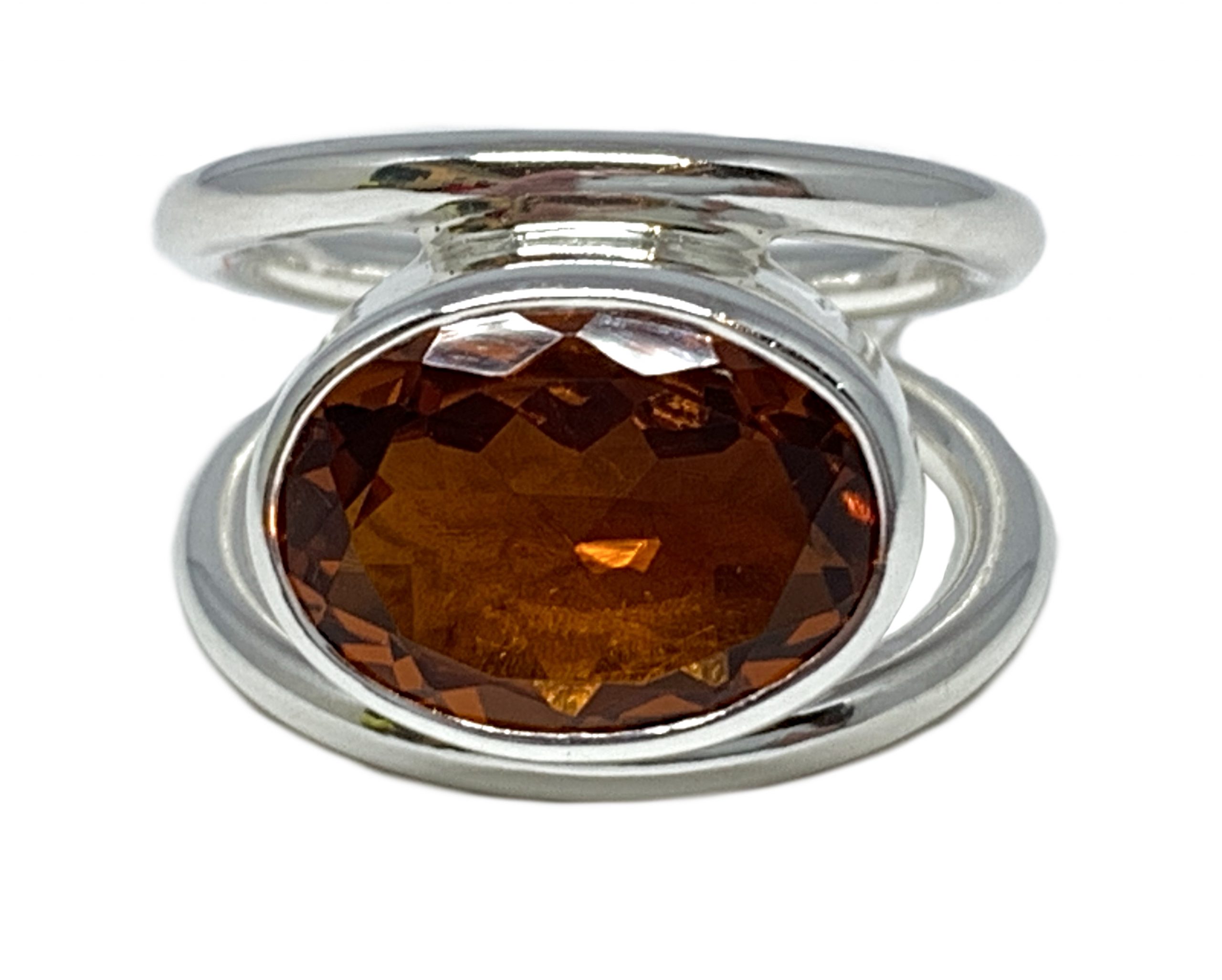 Handmade sterling silver and mandarin citrine ring by A&R Jewellery | Effusion Art Gallery + Cast Glass Studio, Invermere BC