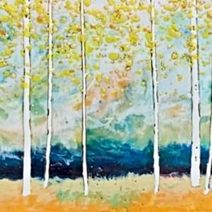 Field Day, encaustic landscape painting by Catharine Clarke | Effusion Art Gallery + Cast Glass Studio, Invermere BC