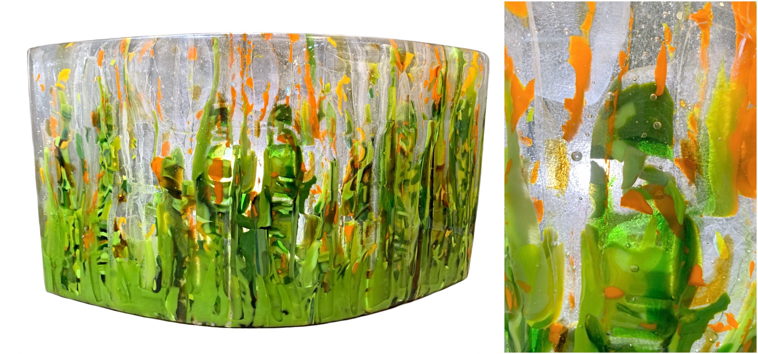 Reaching for Summer, alpine flower cast glass panel by Heather Cuell | Effusion Art Gallery + Cast Glass Studio, Invermere BC