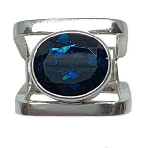 Sterling silver and 10 ct London blue topaz ring by A&R Jewellery | Effusion Art Gallery + Cast Glass Studio, Invermere BC