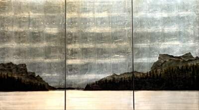 Lake's End #2, mixed media landscape by David Graff | Effusion Art Gallery + Cast Glass Studio, Invermere BC