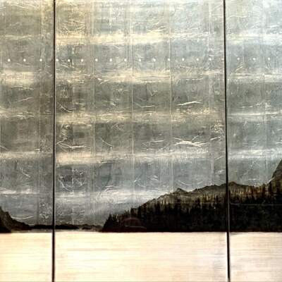 Lake's End #2, mixed media landscape by David Graff | Effusion Art Gallery + Cast Glass Studio, Invermere BC