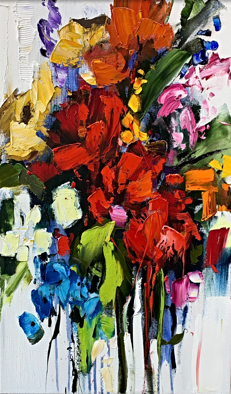 Almost Everything, floral painting by Kimberly Kiel | Effusion Art Gallery + Cast Glass Studio, Invermere BC
