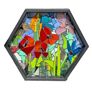 Don't Worry 'Bout It, mixed media mosaic by Kimberly Kiel | Effusion Art Gallery + Cast Glass Studio, Invermere BC