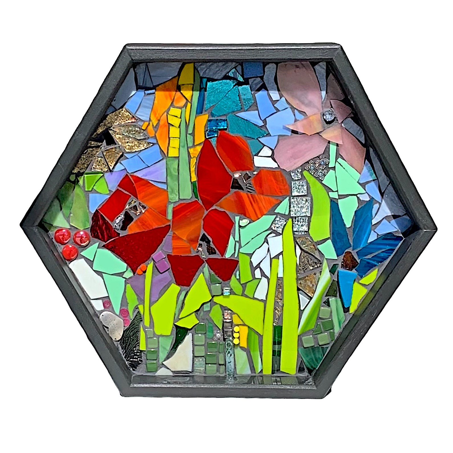 Don't Worry 'Bout It, mixed media mosaic by Kimberly Kiel | Effusion Art Gallery + Cast Glass Studio, Invermere BC