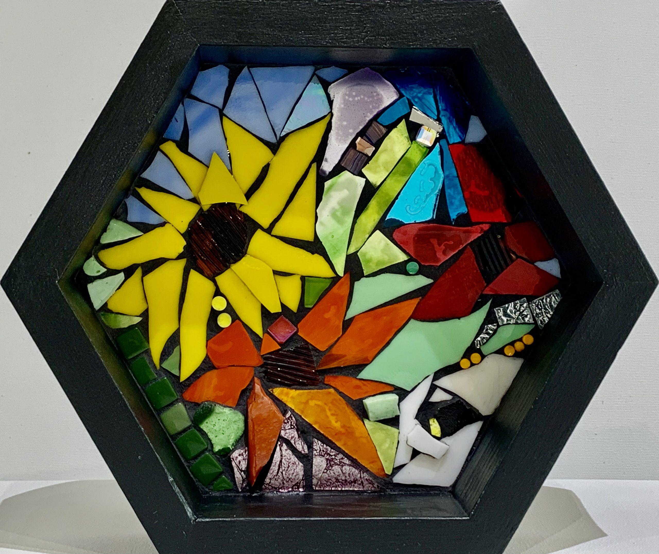 Us & Them, stained glass mosaic by Kimberly Kiel | Effusion Art Gallery + Cast Glass Studio, Invermere BC