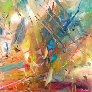 Summer Encryption, abstract painting by Joel Masewich | Effusion Art Gallery + Cast Glass Studio, Invermere BC