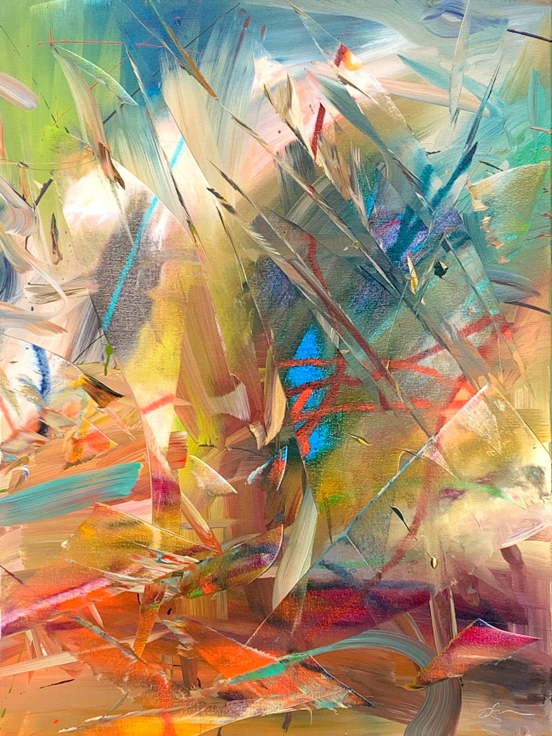 Summer Encryption, abstract painting by Joel Masewich | Effusion Art Gallery + Cast Glass Studio, Invermere BC