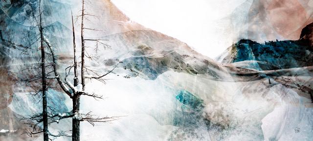 Silence, mixed media landscape by Stacey Bodnaruk | Effusion Art Gallery + Cast Glass Studio, Invermere BC