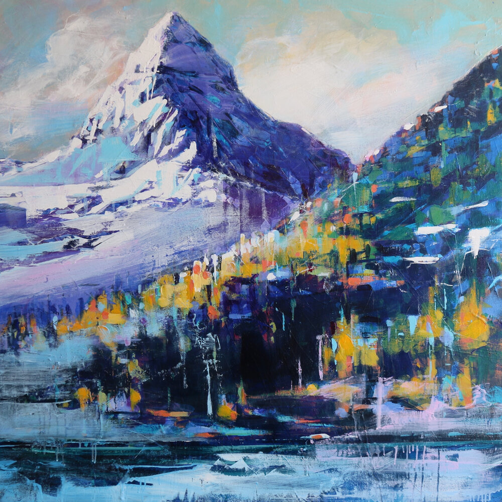 Mount Assiniboine, acrylic landscape painting by Verne Busby | Effusion Art Gallery + Cast Glass Studio, Invermere BC