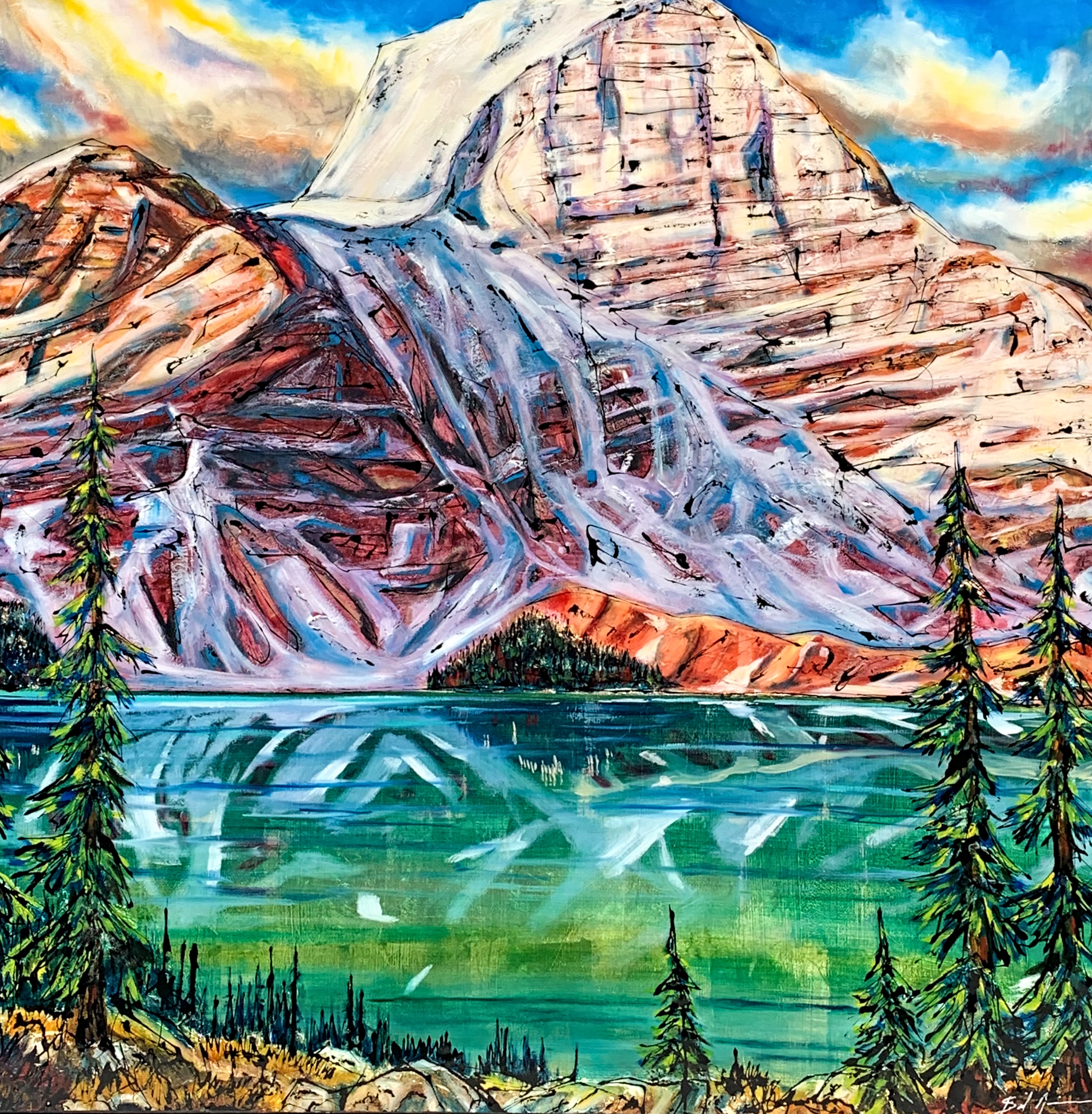 Prized Possession, mixed media landscape painting by David Zimmerman | Effusion Art Gallery + Cast Glass Studio, Invermere BC