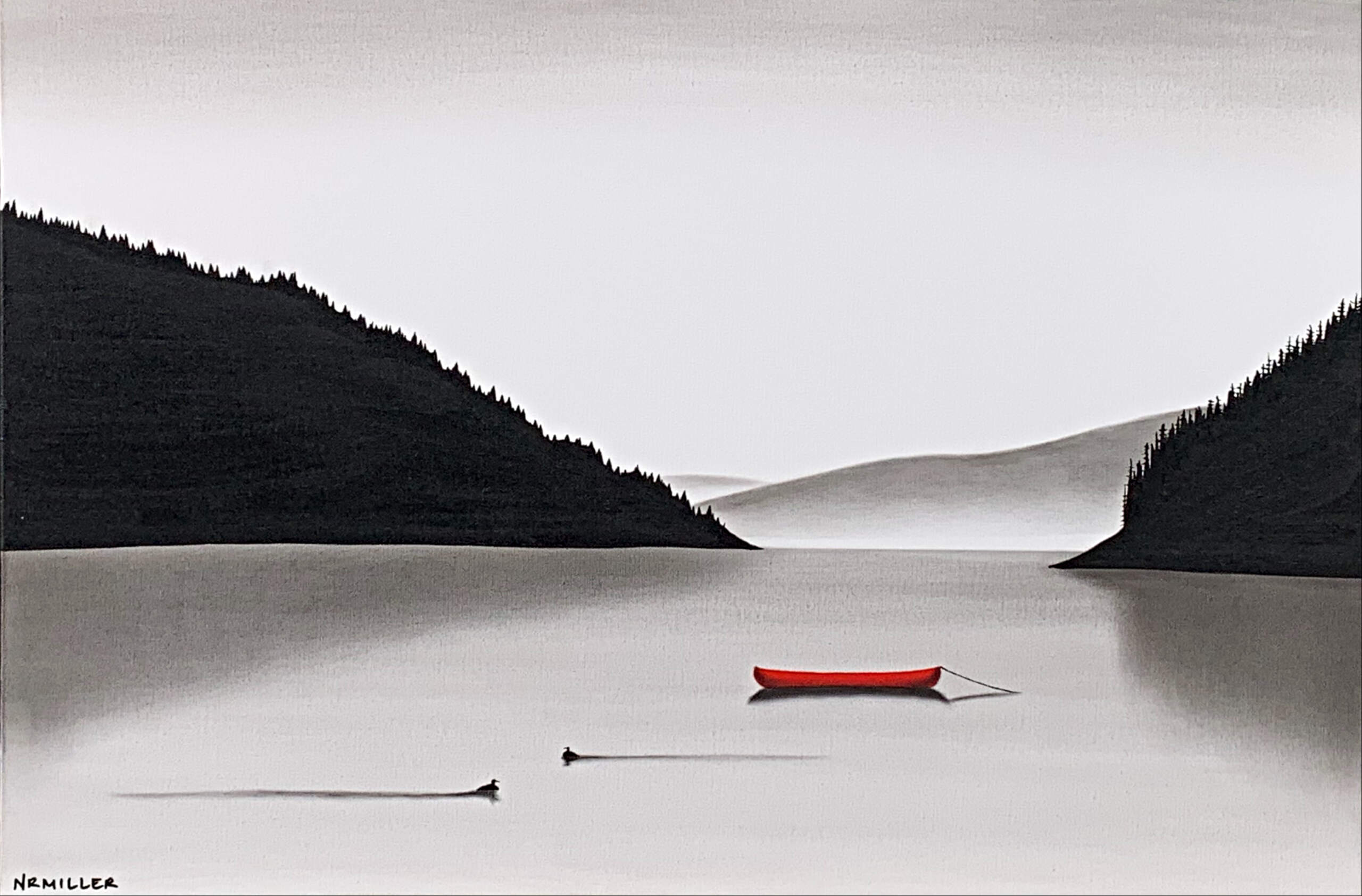 When We Cross paths Again, mixed media landscape painting by Natasha Miller | Effusion Art Gallery + Cast Glass Studio, Invermere BC