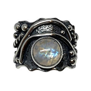 Handmade sterling silver and moonstone ring by A&R Jewellery | Effusion Art Gallery + Cast Glass Studio, Invermere BC