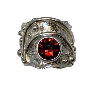 Handmade sterling silver and garnet ring by A&R Jewellery | Effusion Art Gallery + Cast Glass Studio, Invermere BC