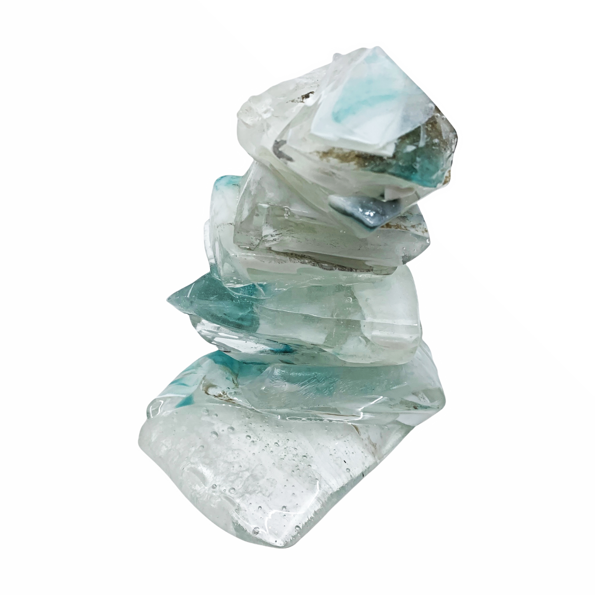 One of a kind cast glass cairn sculpture by Heather Cuell | Effusion Art Gallery + Cast Glass Studio, Invermere BC