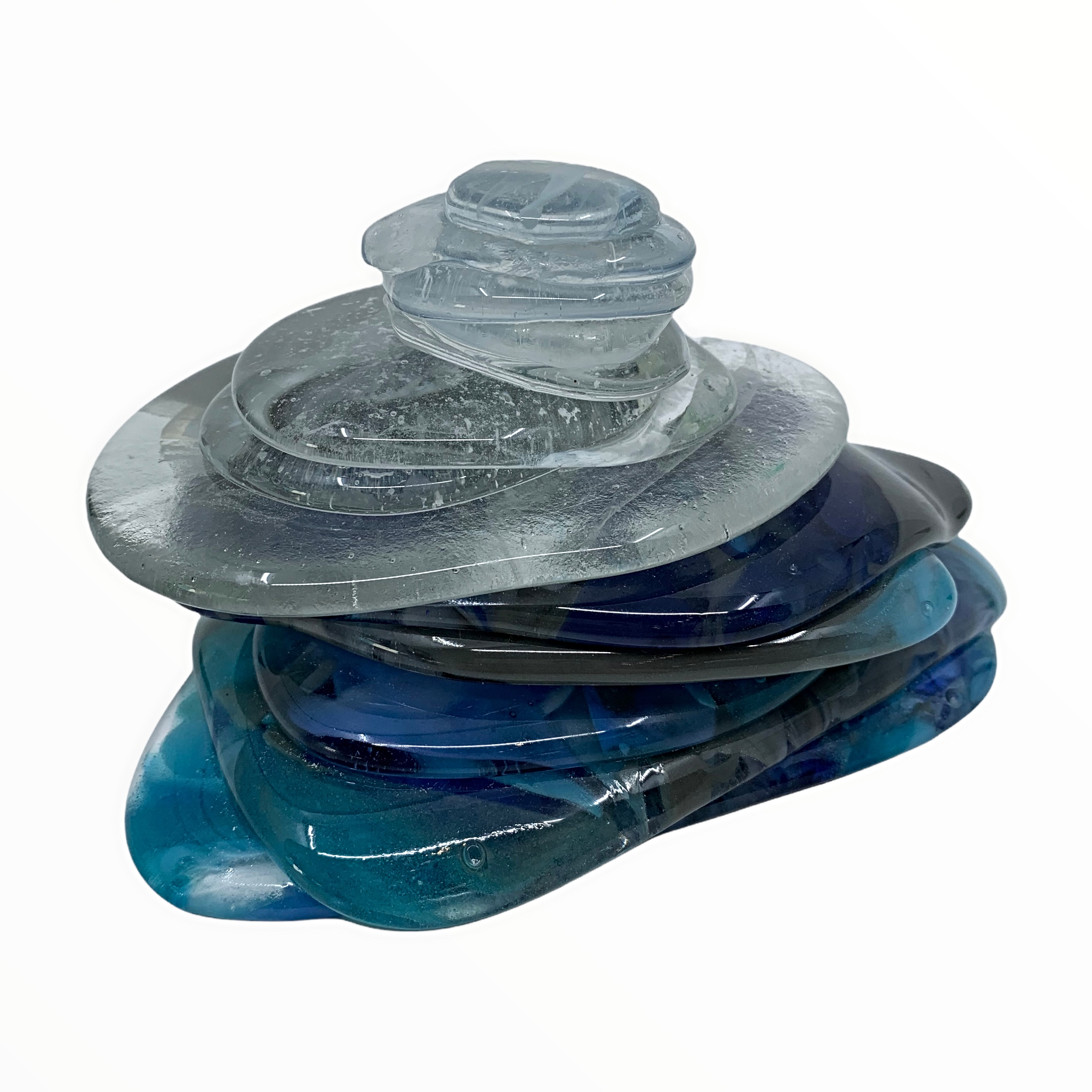 One of a kind cast glass cairn sculpture by Heather Cuell | Effusion Art Gallery + Cast Glass Studio, Invermere BC