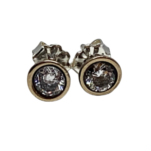 Bronze + CZ stud earrings by Karyn Chopik | Effusion Art Gallery + Cast Glass Studio, Invermere BC