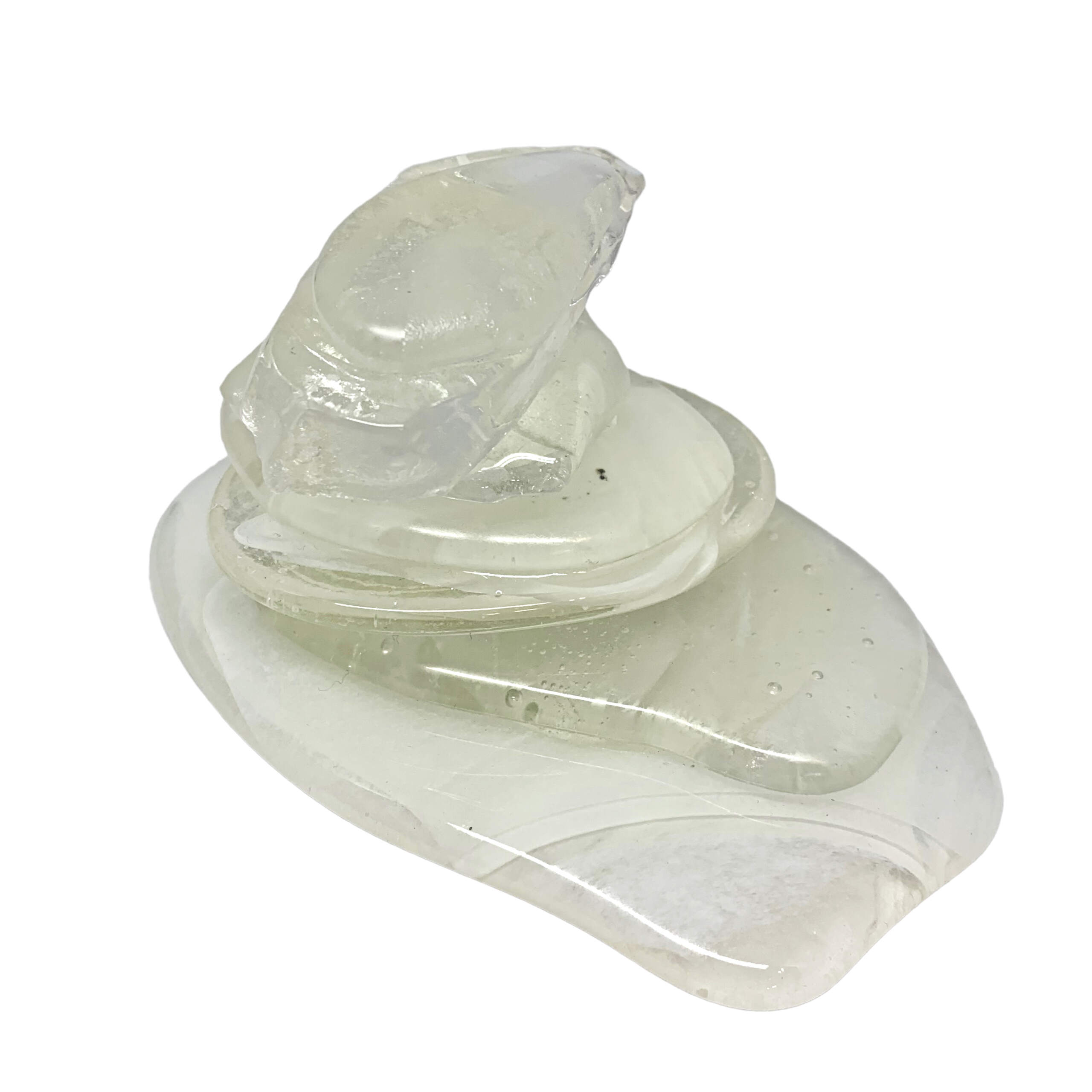 One of a kind cast glass Rocky Mountain Cairn sculpture by Heather Cuell | Effusion Art Gallery + Cast Glass Studio, Invermere BC