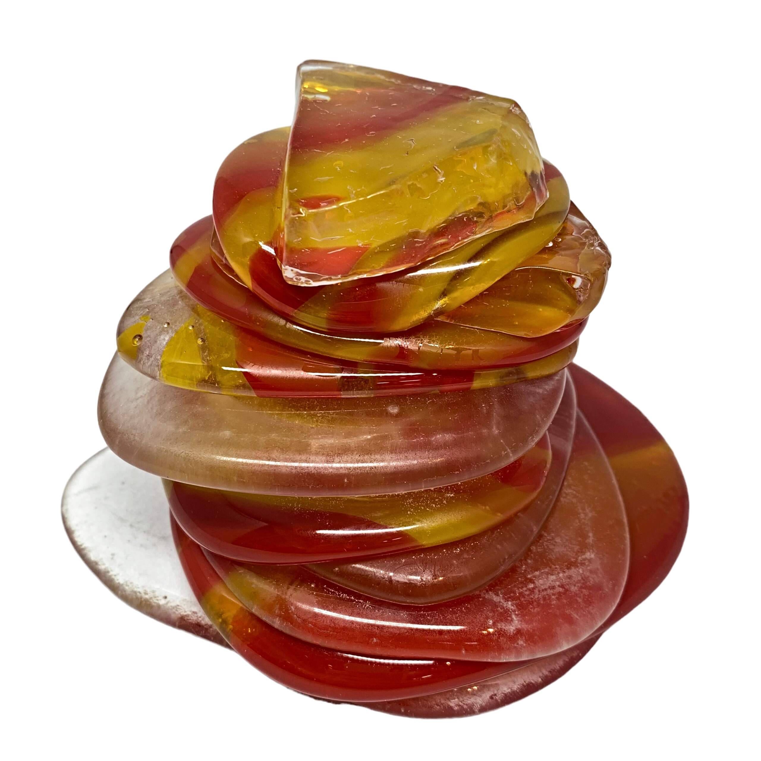 One of a kind cast glass Rocky Mountain Cairn sculpture by Heather Cuell | Effusion Art Gallery + Cast Glass Studio, Invermere BC
