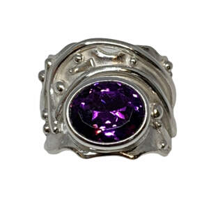 Handmade sterling silver and amethyst ring by A&R Jewellery | Effusion Art Gallery + Cast Glass Studio, Invermere BC