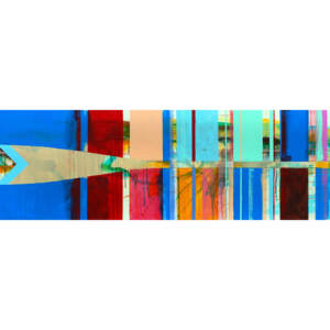Aviron 30-02, mixed media paddle painting by Sylvain Leblanc | Effusion Art Gallery + Cast Glass Studio, Invermere BC