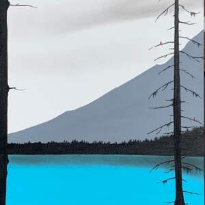 Amongst Friends, mixed media landscape by Natasha Miller | Effusion Art Gallery + Cast Glass Studio, Invermere BC
