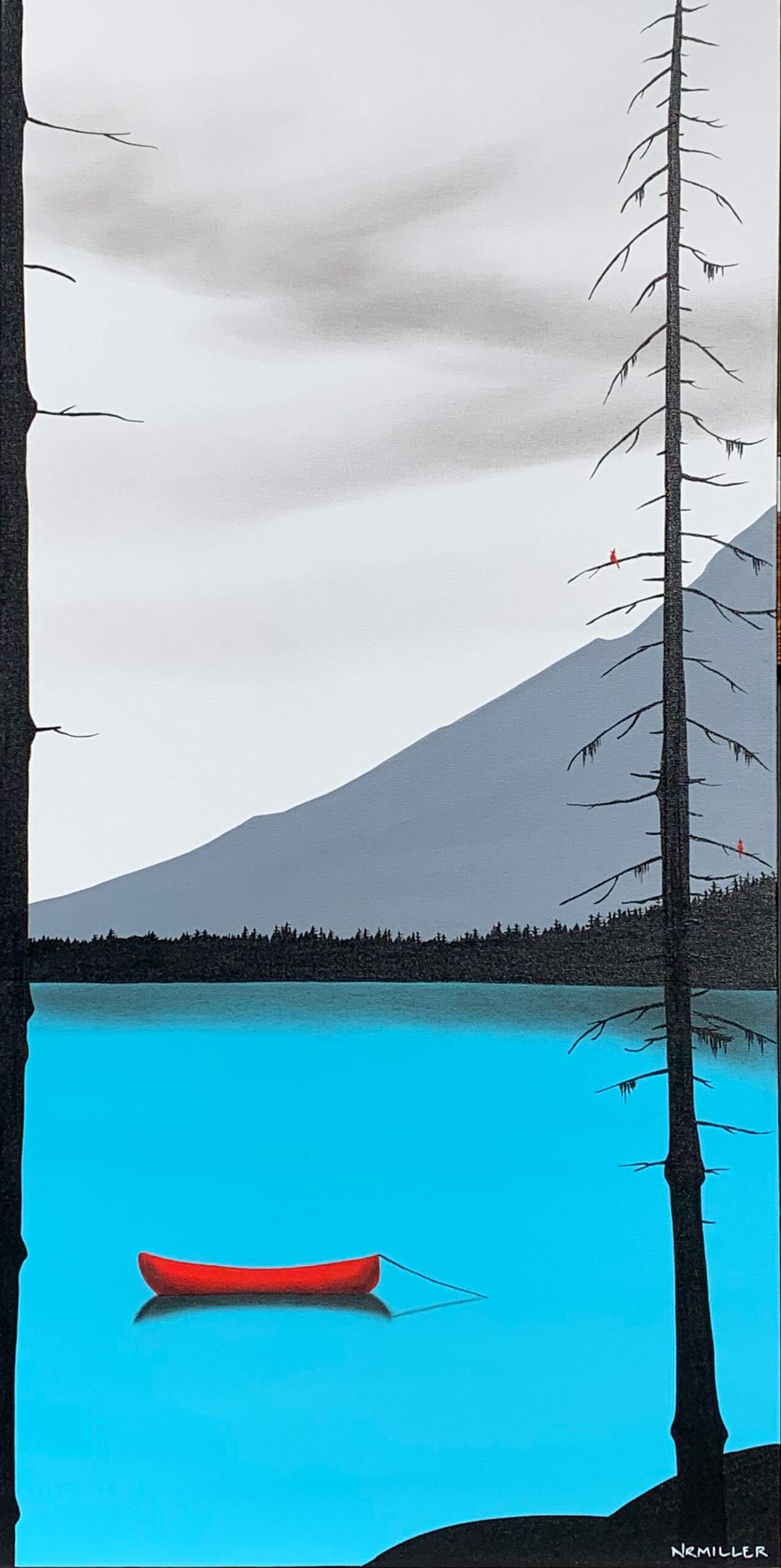Amongst Friends, mixed media landscape by Natasha Miller | Effusion Art Gallery + Cast Glass Studio, Invermere BC