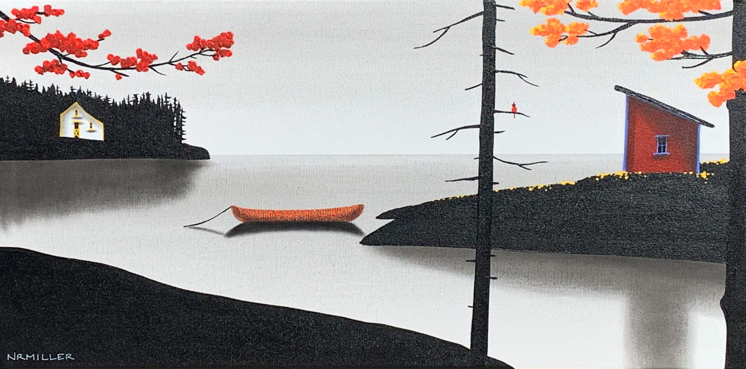 Autumn Closing In, mixed media landscape by Natasha Miller | Effusion Art Gallery + Cast Glass Studio, Invermere BC