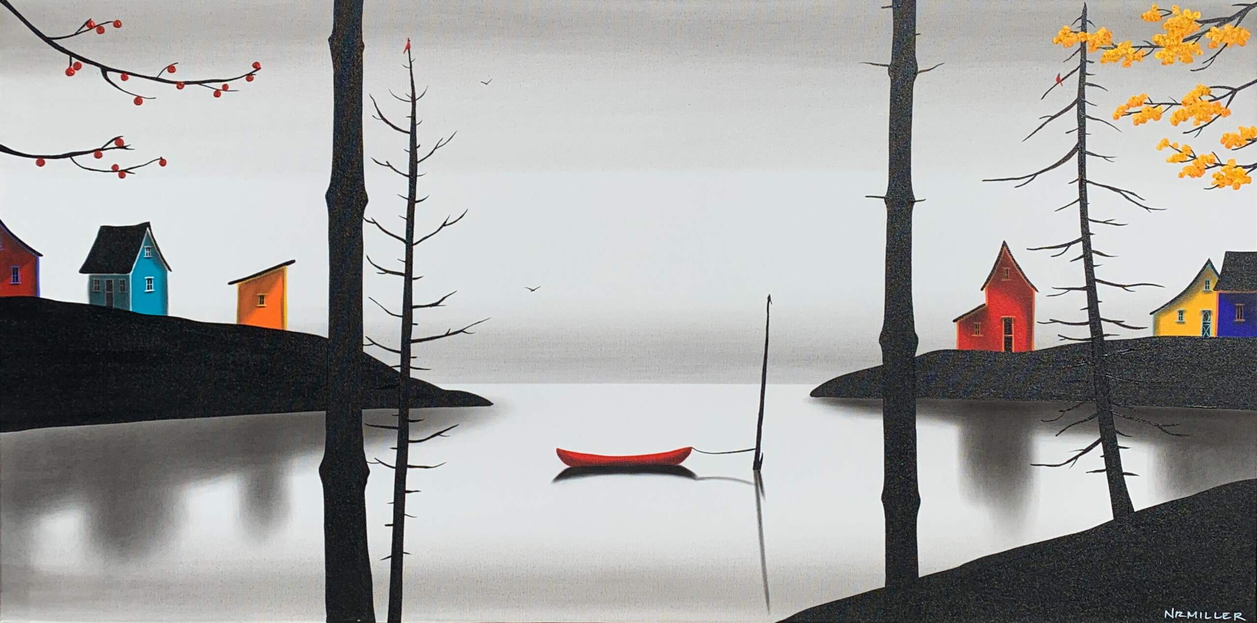 Round and Round We Go, mixed media landscape by Natasha Miller | Effusion Art Gallery + Cast Glass Studio, Invermere BC
