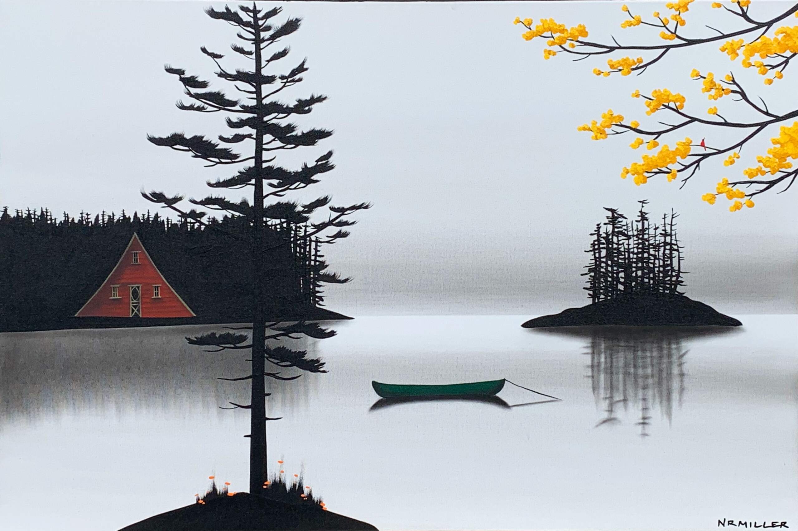 The Sounds of Silence, mixed media landscape by Natasha Miller | Effusion Art Gallery + Cast Glass Studio, Invermere BC