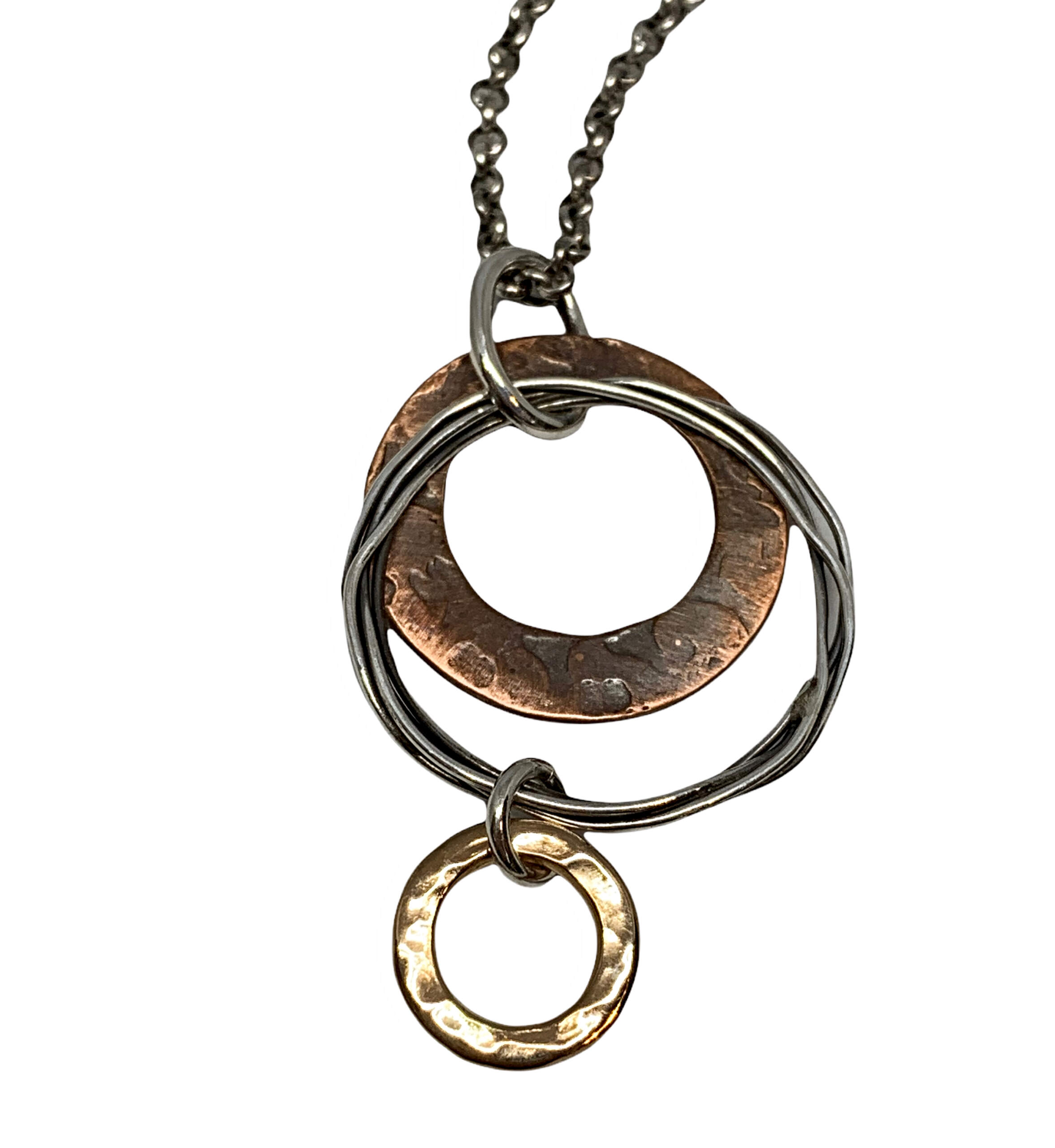 Bronze, Sterling Silver, + Copper Necklace by Karyn Chopik | Effusion Art Gallery + Cast Glass Studio, Invermere BC