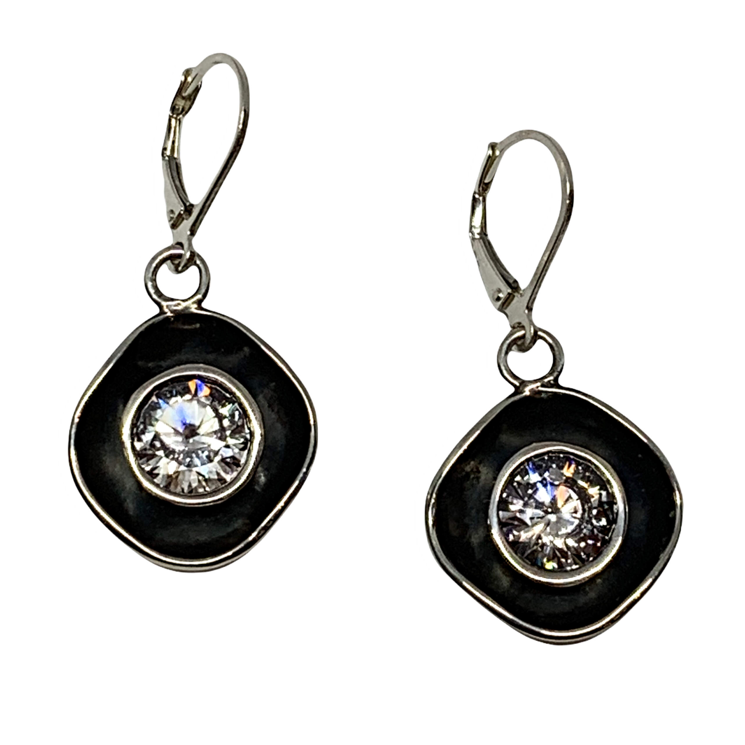 Sterling Silver + CZ Earrings by Karyn Chopik | Effusion Art Gallery + Cast Glass Studio, Invermere BC