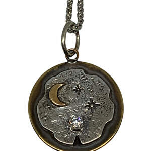 Bronze, Sterling Silver, + CZ Celestial Pendant by Karyn Chopik | Effusion Art Gallery + Cast Glass Studio, Invermere BC