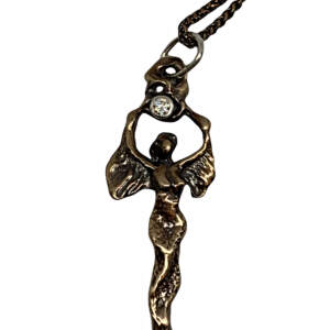 Bronze + CZ Mermaid Pendant by Karyn Chopik | Effusion Art Gallery + Cast Glass Studio, Invermere BC