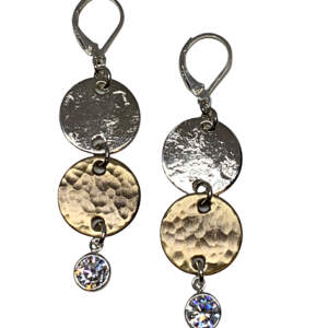 Sterling silver, bronze, and CZ earrings by Karyn Chopik | Effusion Art Gallery + Cast Glass Studio, Invermere BC