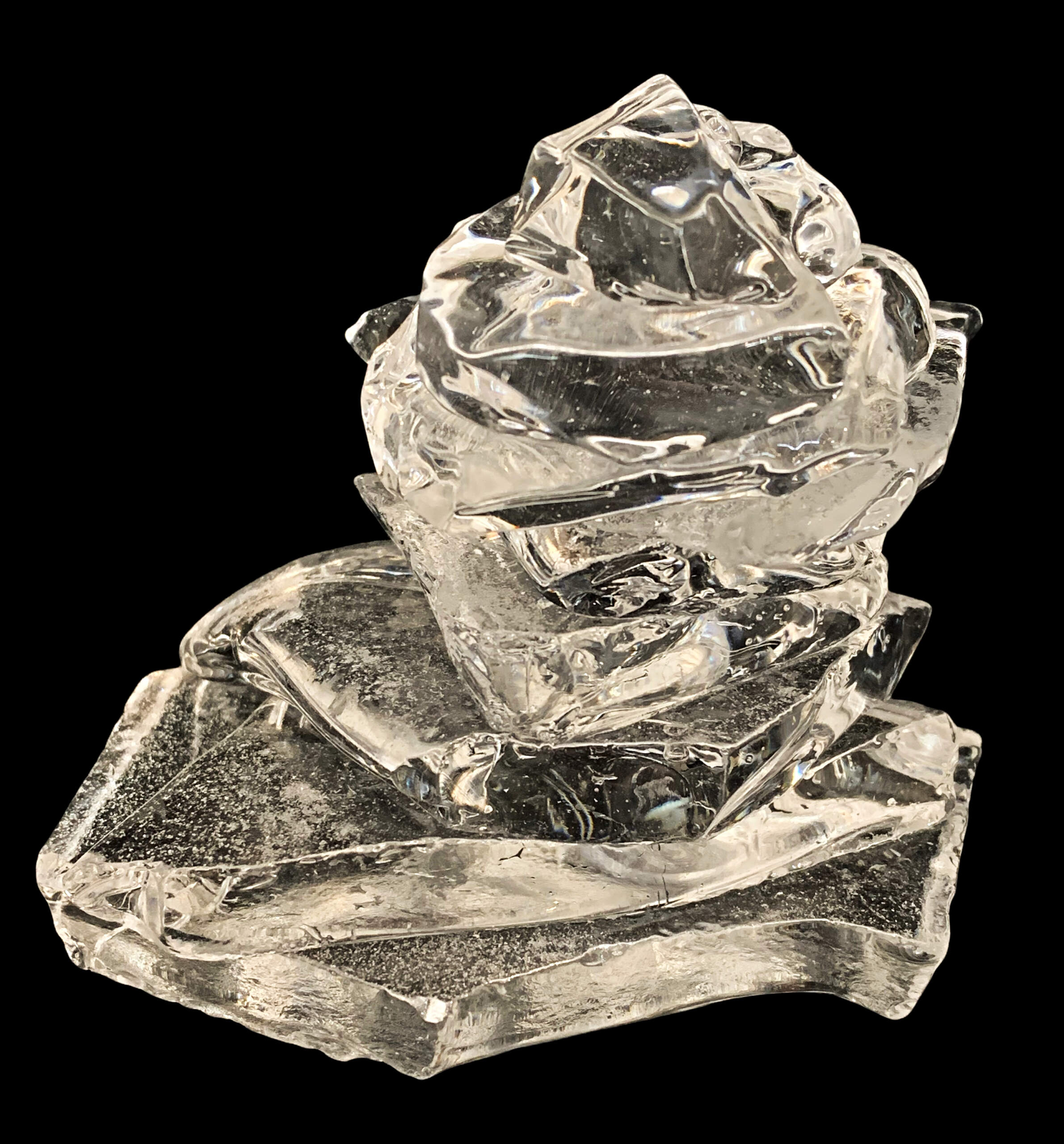 Rocky Mountain Cairn, cast glass sculpture by Heather Cuell | Effusion Art Gallery + Cast Glass Studio, Invermere BC