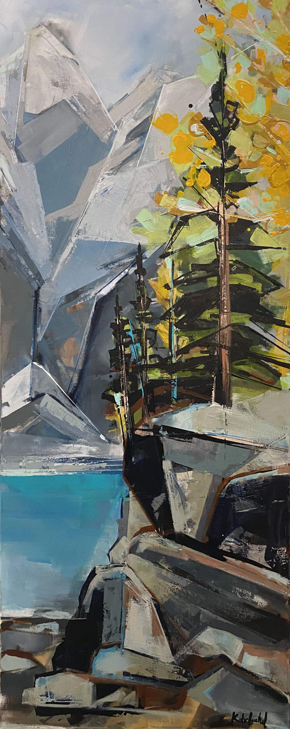 Floe Lake, landscape painting by Katie Leahul | Effusion Art Gallery + Cast Glass Studio, Invermere BC