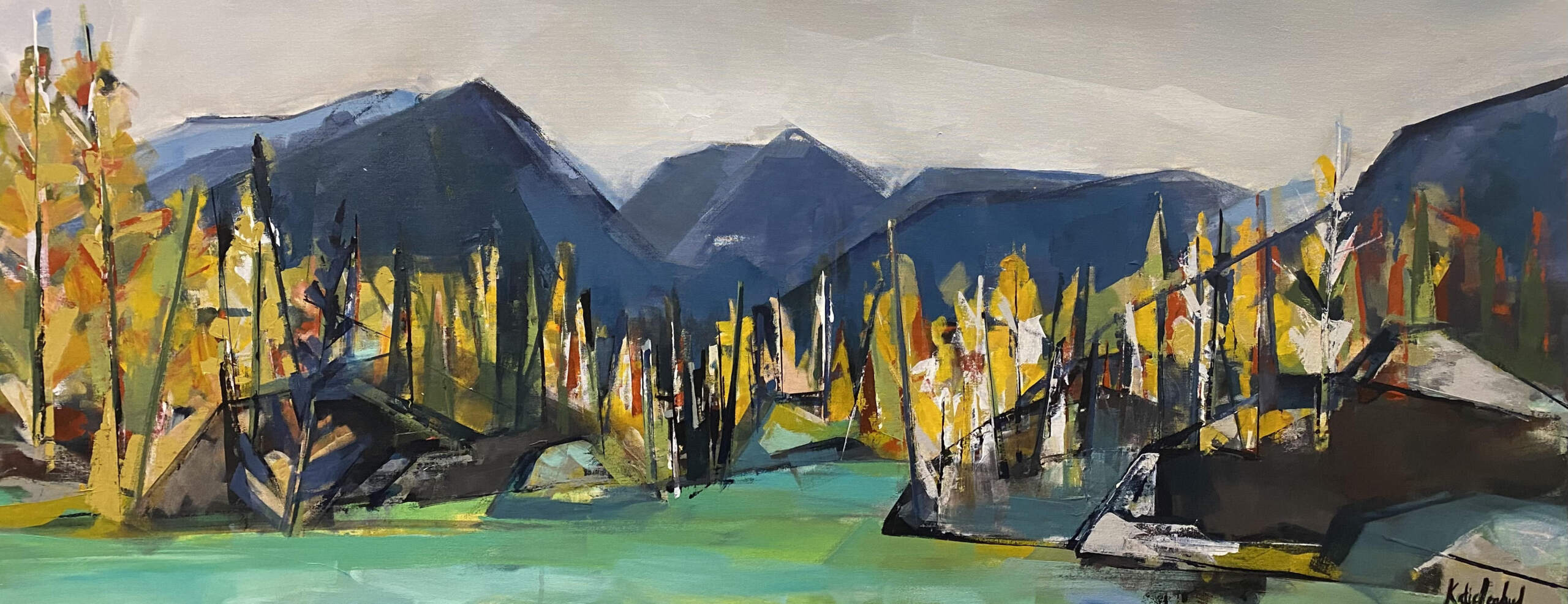Purcell Mountains, landscape painting by Katie Leahul | Effusion Art Gallery + Cast Glass Studio, Invermere BC