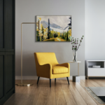September Larches, original autumn landscape painting by Katie Lois at Effusion Art Gallery in Invermere, BC.