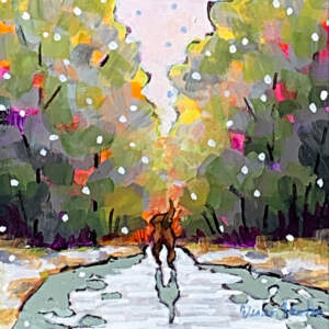 Let Me Lead the Way, landscape and dog painting by Eleanor Lowden | Effusion Art Gallery + Cast Glass Studio, Invermere BC