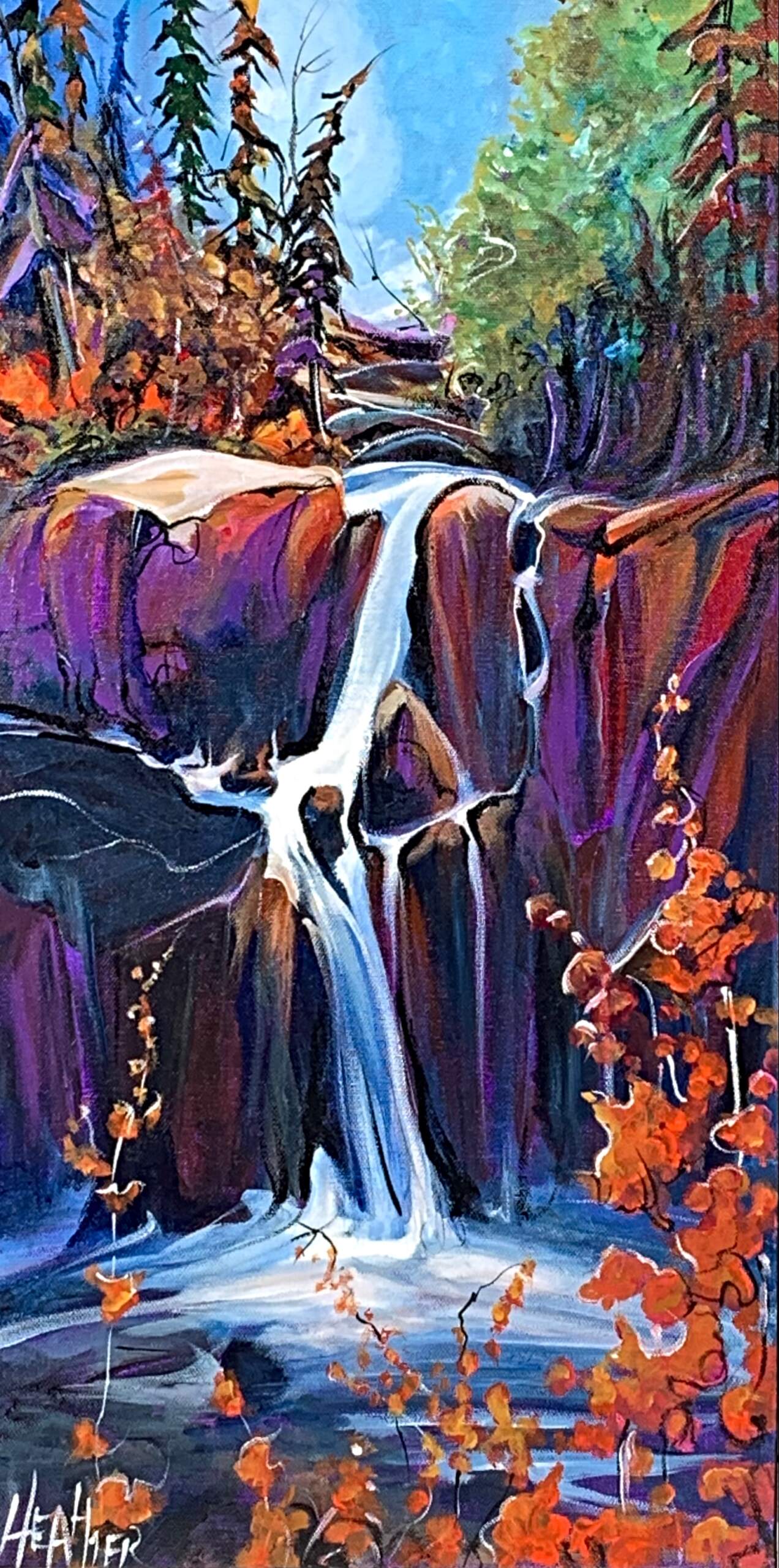 My Cup Runneth Over, acrylic landscape painting by Heather Pant | Effusion Art Gallery + Cast Glass Studio, Invermere BC