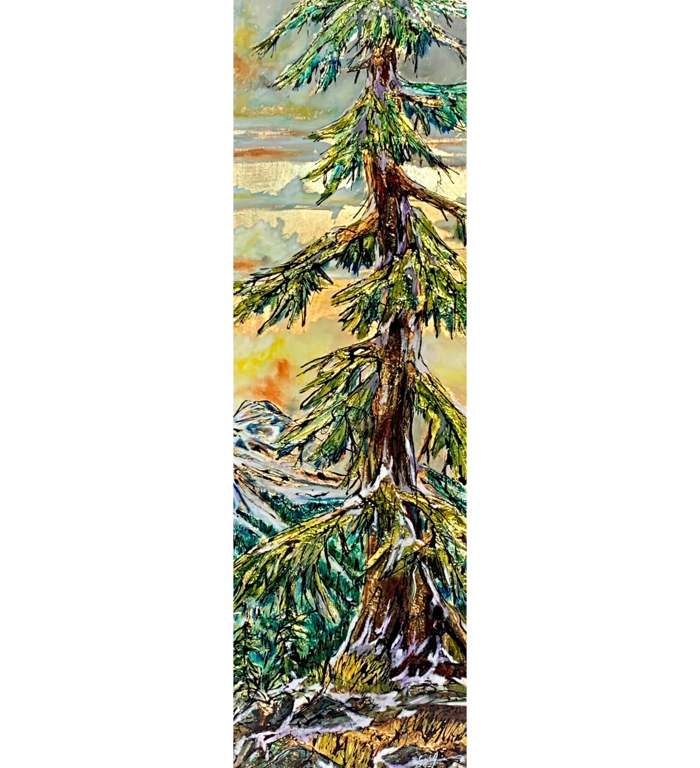 Where do I Fit, mixed media tree painting by David Zimmerman  | Effusion Art Gallery + Cast Glass Studio, Invermere BC